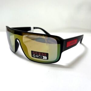 New GUESS Wrap Around Sunglasses GO00055 Acetate Black Matte Iridescent